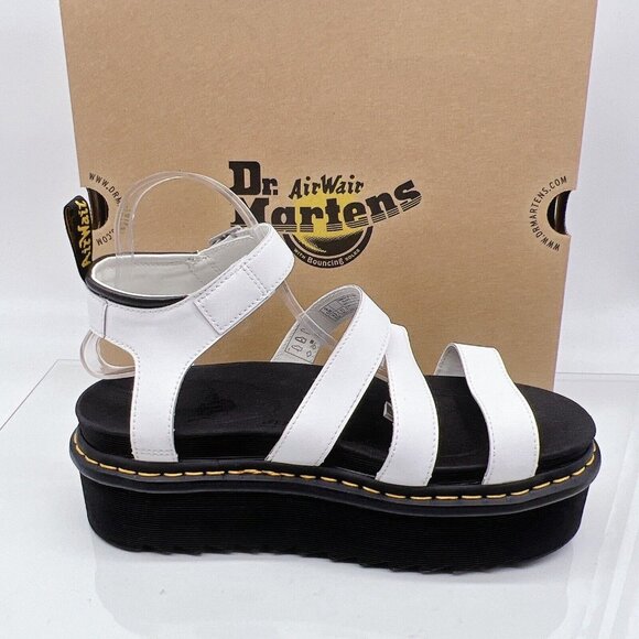 Dr. Martens Blaire Quad Women’s Platform Flats Sandals White Hydro Leather US 11 - Picture 5 of 12